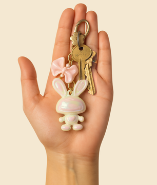 ROMALI Pink Bow Bunny – 2-in-1 Bag Charm & Keychain - ROMALI