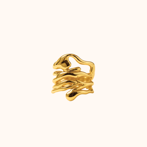 ROMALI 18K Gold-Plated Abstract Wave Ring