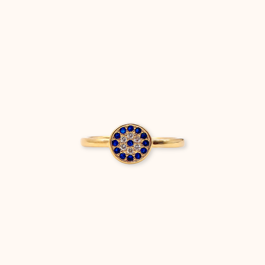 ROMALI 18K Gold-Plated Evil Eye Blue Crystal Ring