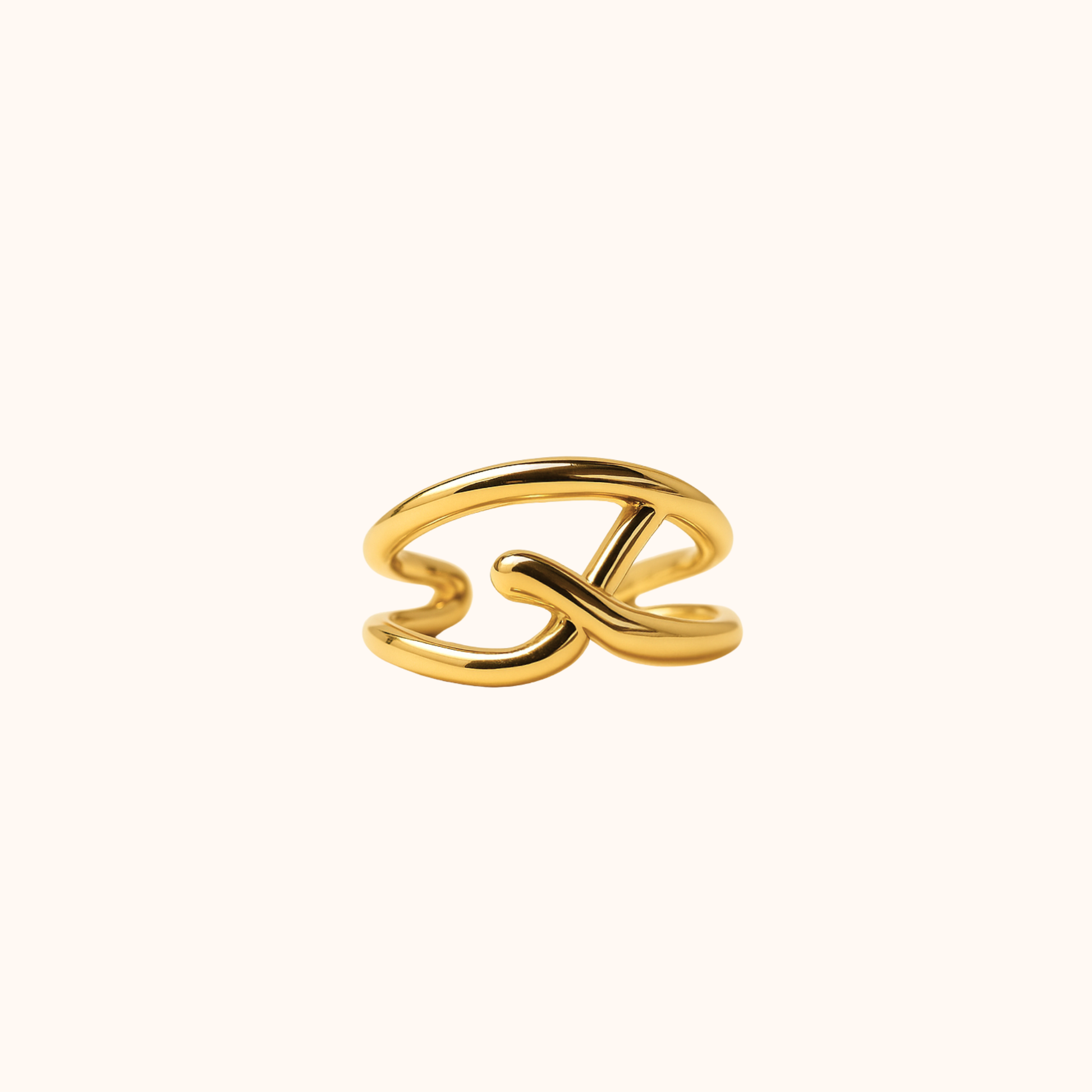 ROMALI 18K Gold Plated Abstract Wrap Ring – Modern Minimalist Design