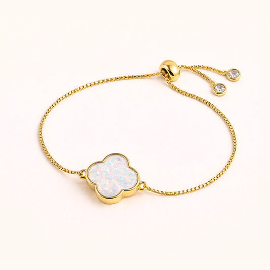 ROMALI 18K Gold-Plated Shimmer Clover Adjustable Slider Bracelet