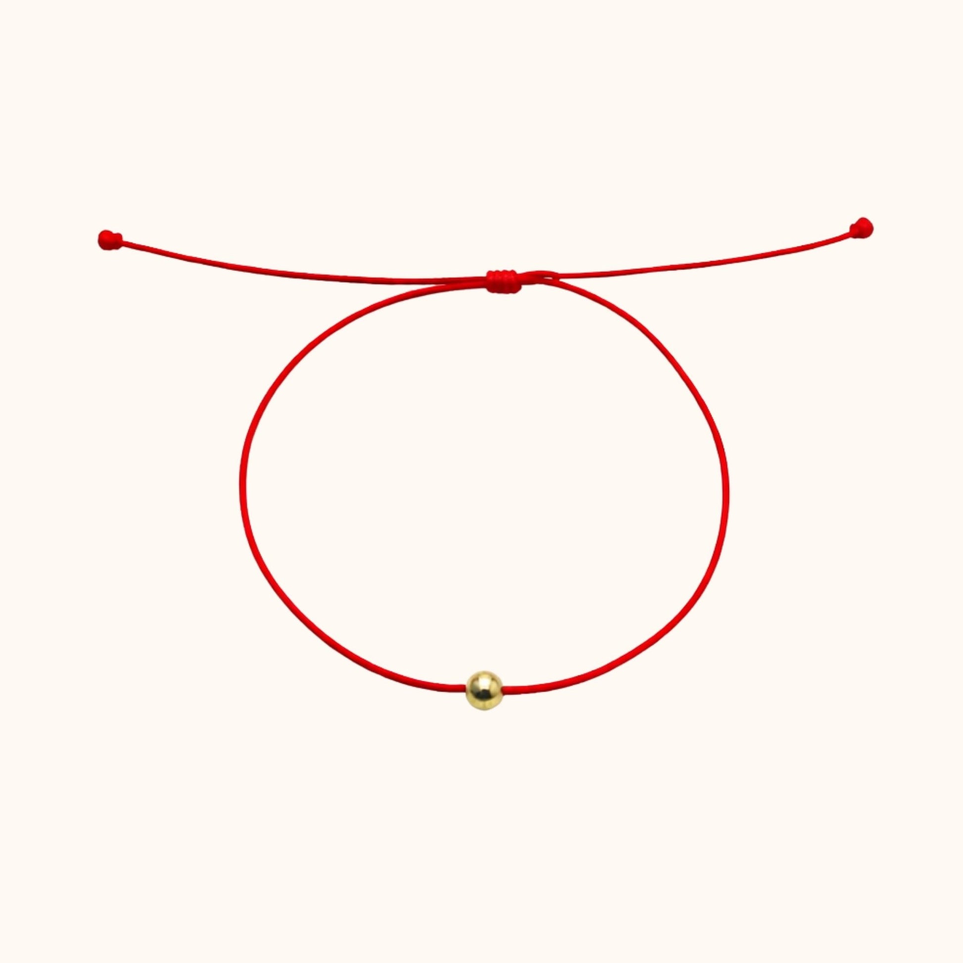 ROMALI Red Thread Bracelet | 18K Solid Gold Adjustable