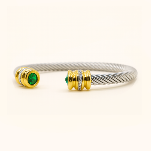 ROMALI Stainless Steel Burgundy Crystal Cable Cuff Bracelet