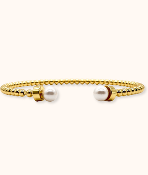 ROMALI 18K Gold-Plated Pearl Beaded Cuff Bracelet