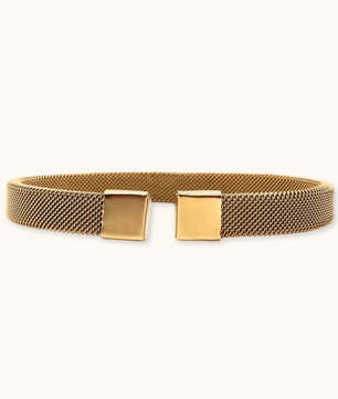 ROMALI 18K Gold-Plated Mesh Cuff Bracelet – Modern Minimalist Gold Bangle
