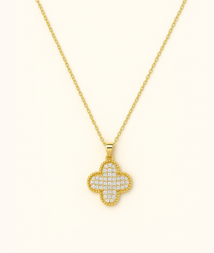 ROMALI 18K Gold-Plated Clover Pendant Necklace – CZ Pavé Shine