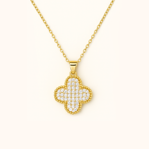 ROMALI 18K Gold-Plated Clover Pendant Necklace – CZ Pavé Shine