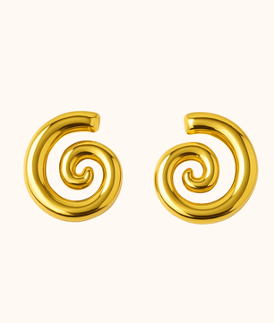 ROMALI 18K Gold-Plated Spiral Dangle Stud Earrings