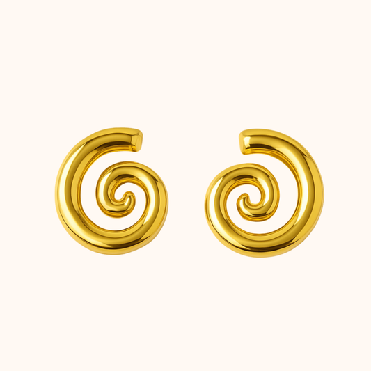ROMALI 18K Gold-Plated Spiral Dangle Stud Earrings