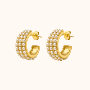 ROMALI 18K Gold-Plated Mini Pearl Cluster Hoop Earrings