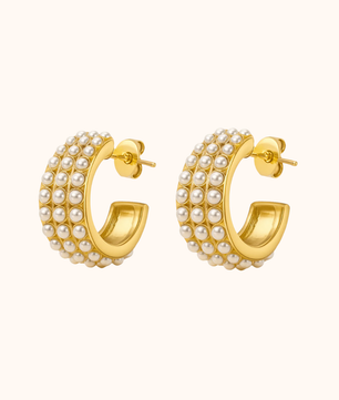 ROMALI 18K Gold-Plated Mini Pearl Cluster Hoop Earrings