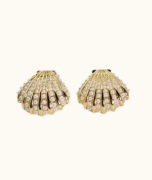 ROMALI 18K Gold-Plated Mini Pearl Shell Stud Earrings