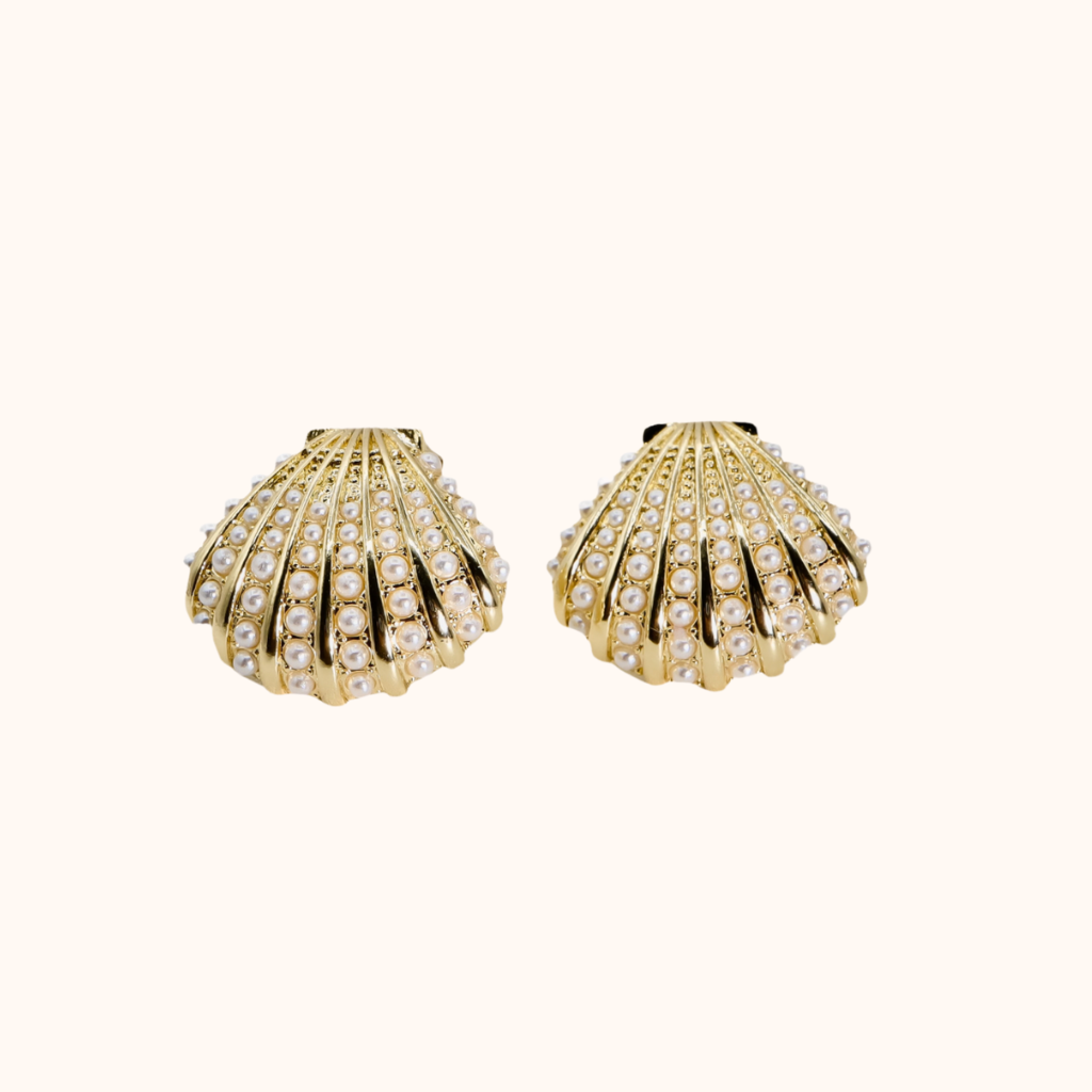 ROMALI 18K Gold-Plated Mini Pearl Shell Stud Earrings