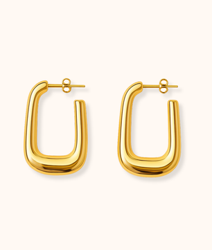 ROMALI 18K Gold-Plated Square Bold Hoop Drop Earrings