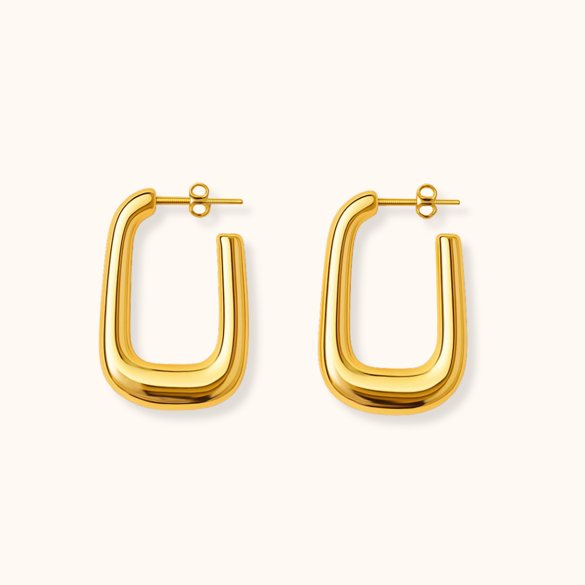 ROMALI 18K Gold-Plated Square Bold Hoop Drop Earrings