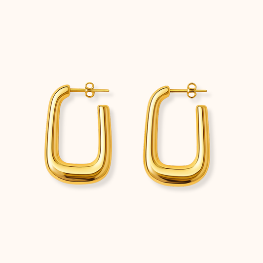ROMALI 18K Gold-Plated Square Bold Hoop Drop Earrings