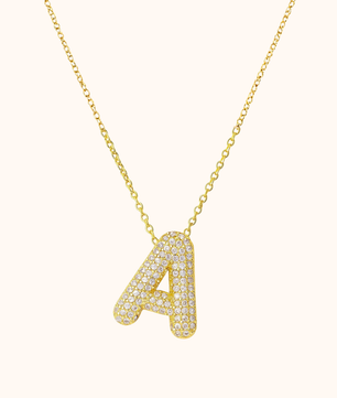 ROMALI 18K Gold-Plated Zirconia Balloon Initial Necklace