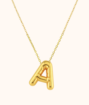 ROMALI 18K Gold-Plated Bubble Initial Necklace – Playful Personalized Shine