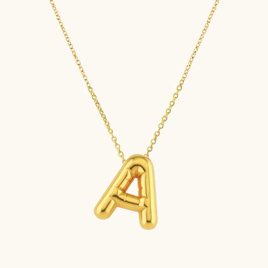 ROMALI 18K Gold-Plated Bubble Initial Necklace – Playful Personalized Shine