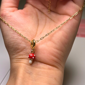 ROMALI Mushroom Charm Pendant Necklace - 18K Gold-Plated
