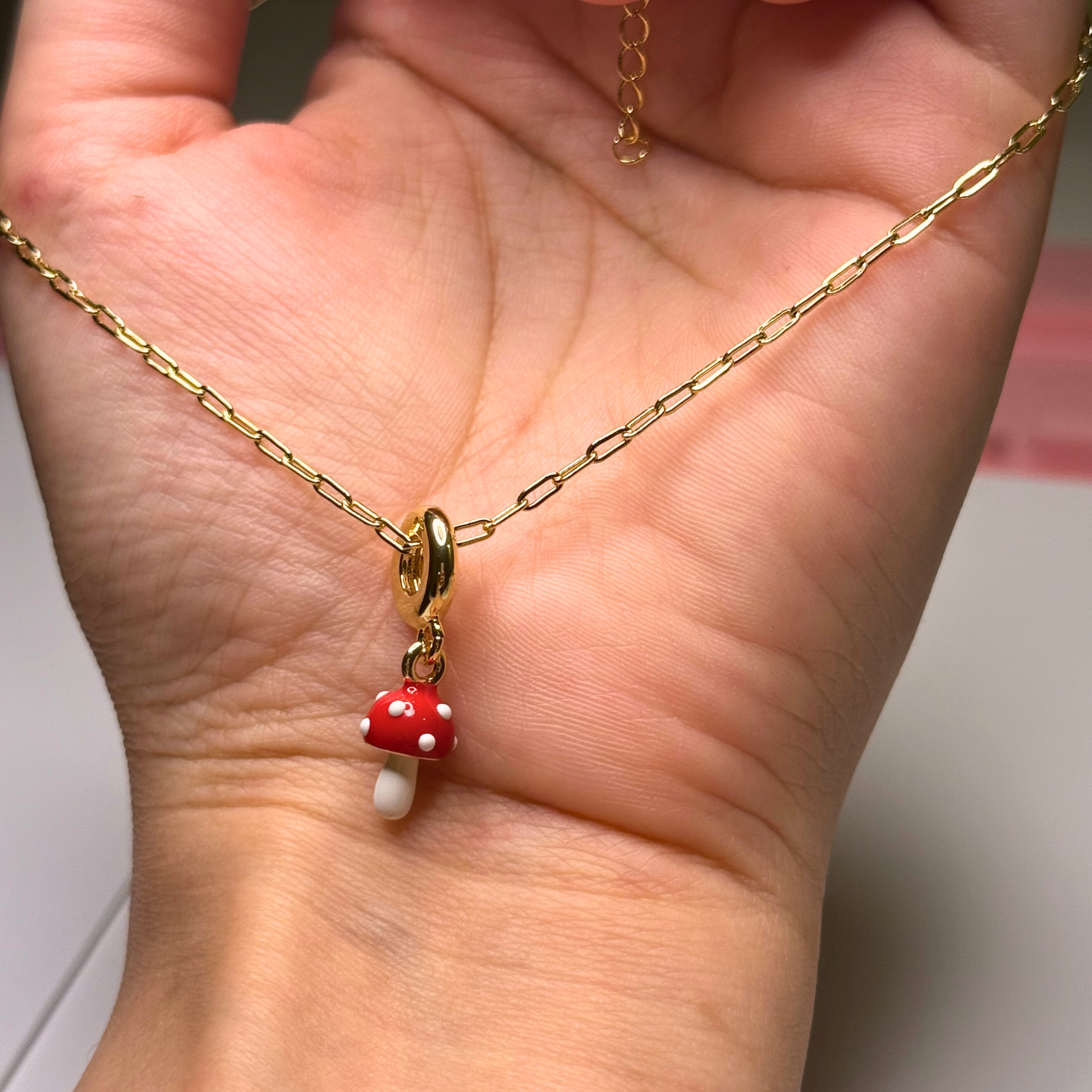 ROMALI Mushroom Charm Pendant Necklace - 18K Gold-Plated
