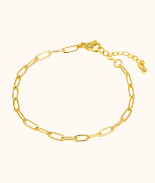 ROMALI 18K Gold-Plated Small Paperclip Chain Bracelet