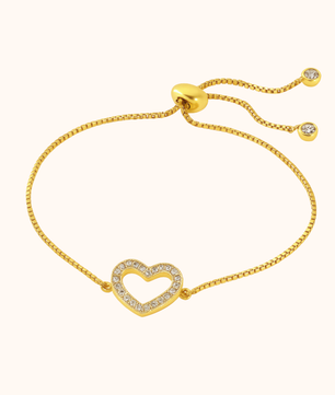 ROMALI 18K Gold-Plated Open Heart Adjustable Bracelet