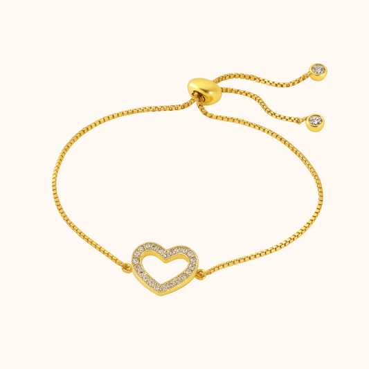 ROMALI 18K Gold-Plated Open Heart Adjustable Bracelet