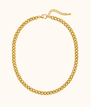 ROMALI 18K Gold Plated Classic Gold Curb Chain Necklace