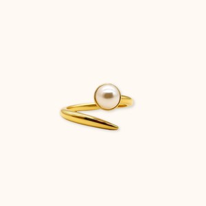 ROMALI 18K Gold Plated Solo Pearl Adjustable Ring