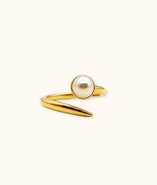 ROMALI 18K Gold Plated Solo Pearl Adjustable Ring