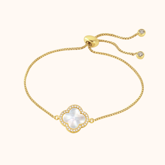 ROMALI Clover Shell Slider Bracelet | 18K Gold-Plated
