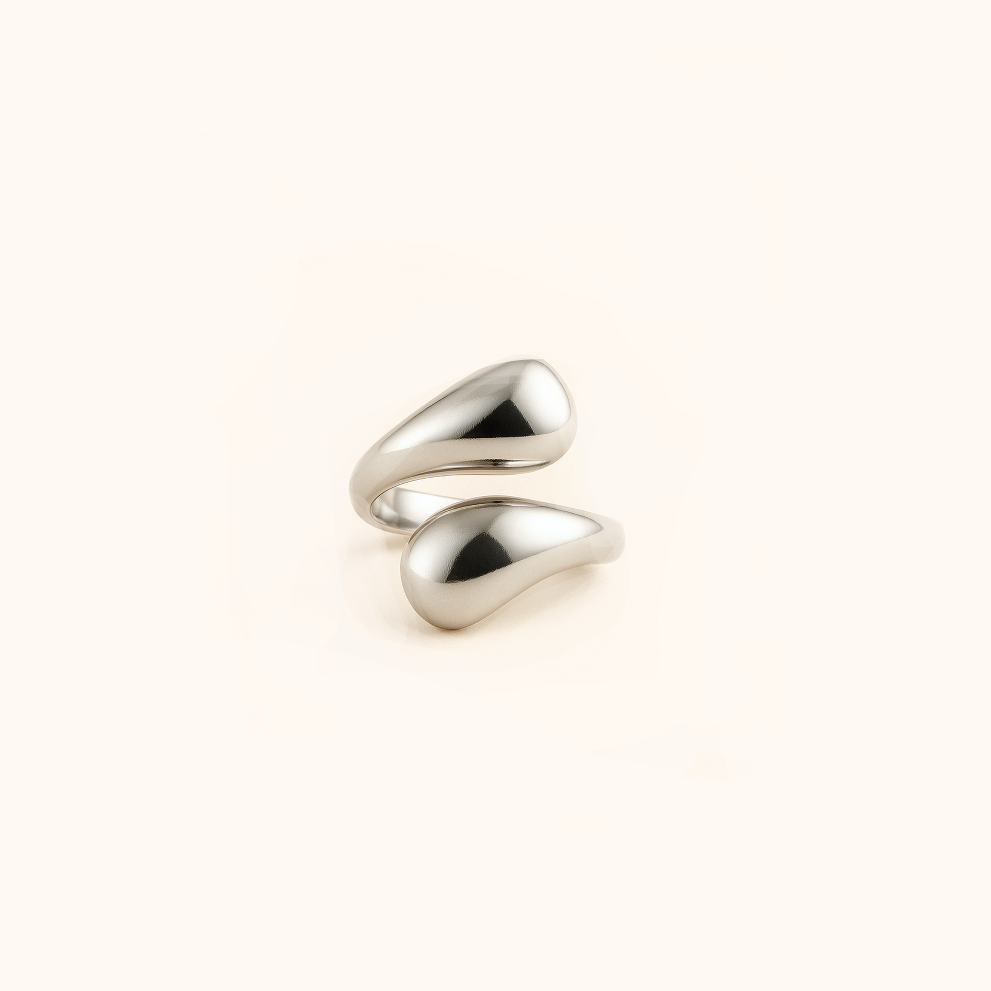 ROMALI Stainless Steel Silver Twist Open Ring