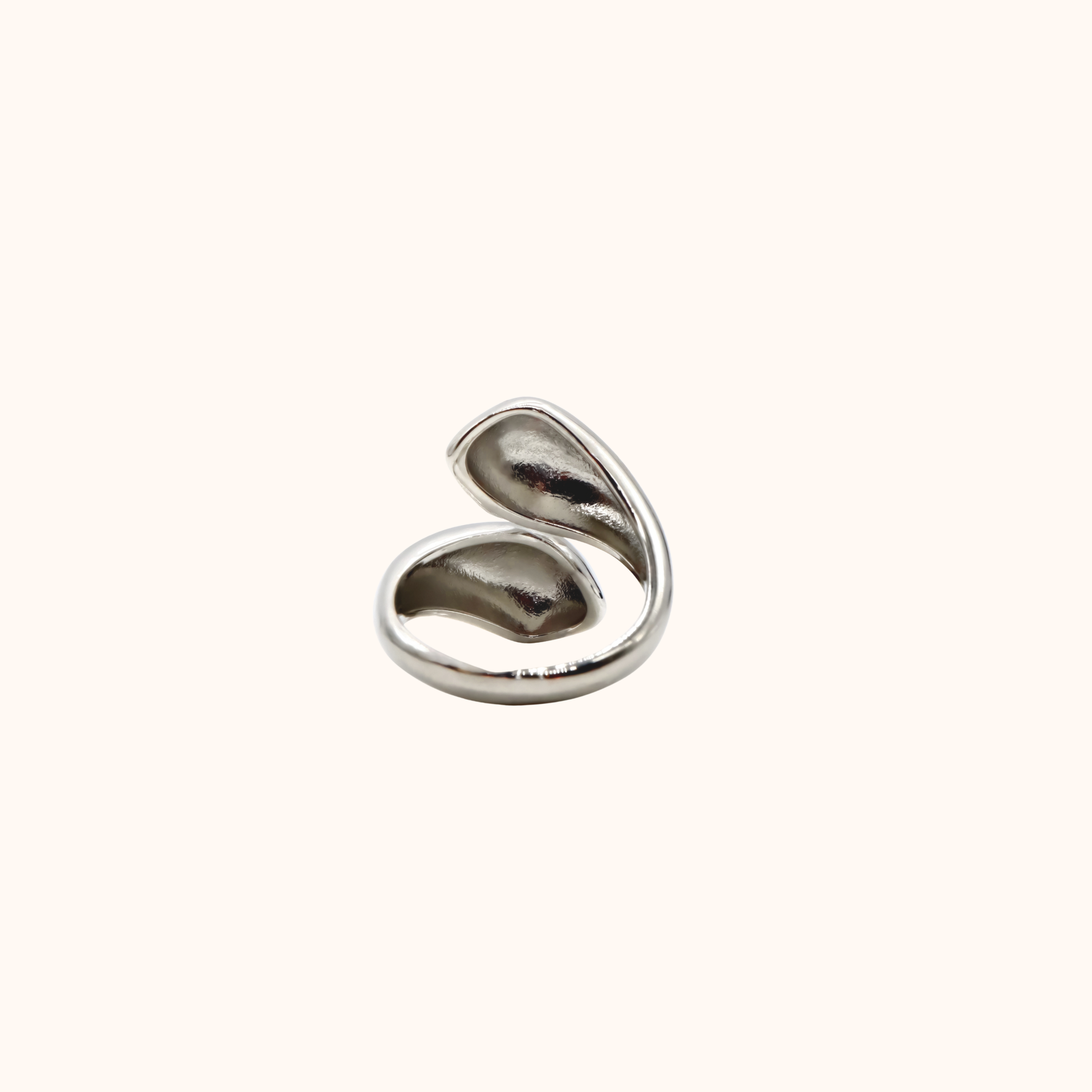 ROMALI Stainless Steel Silver Twist Open Ring