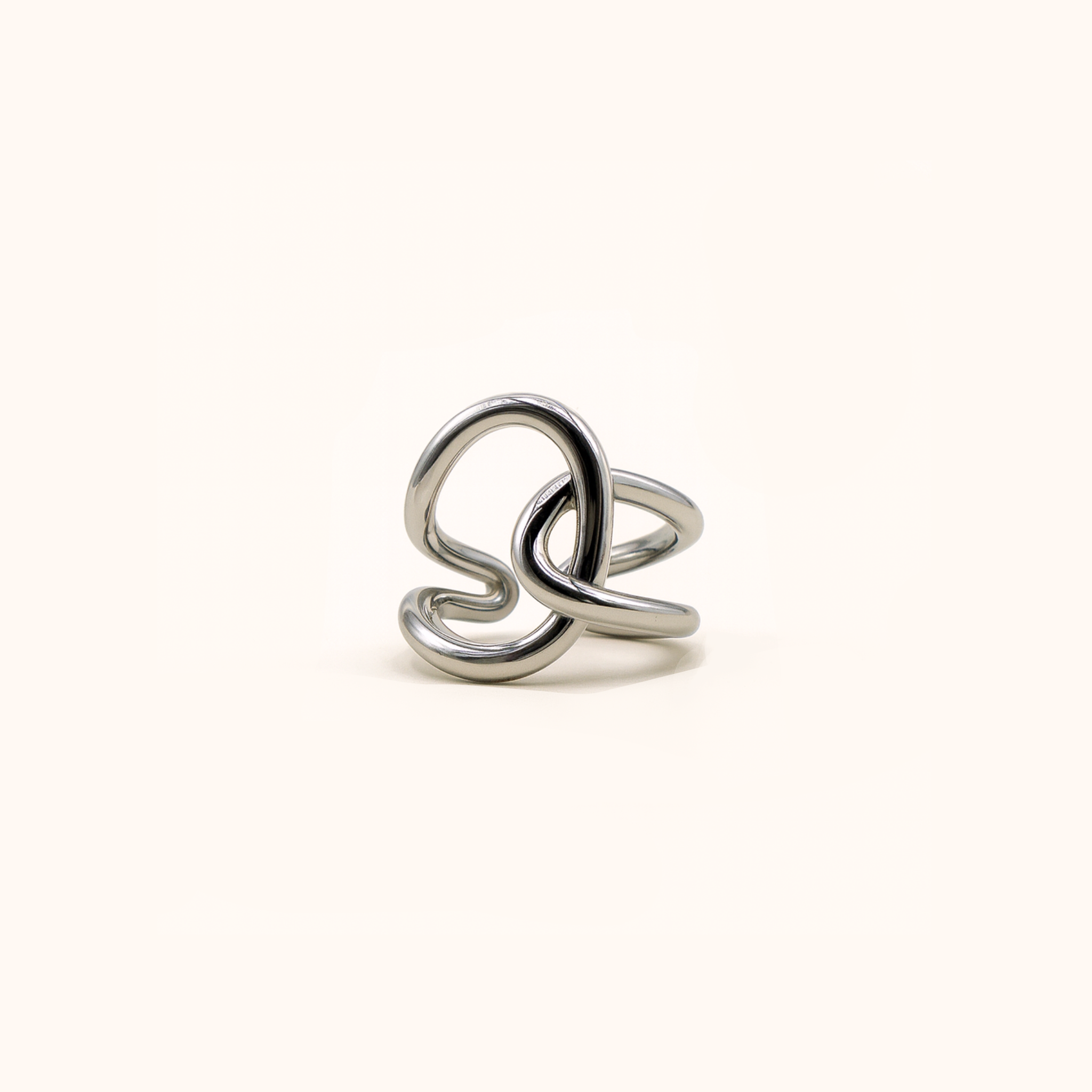 ROMALI Stainless Steel Abstract Knot Adjustable Ring