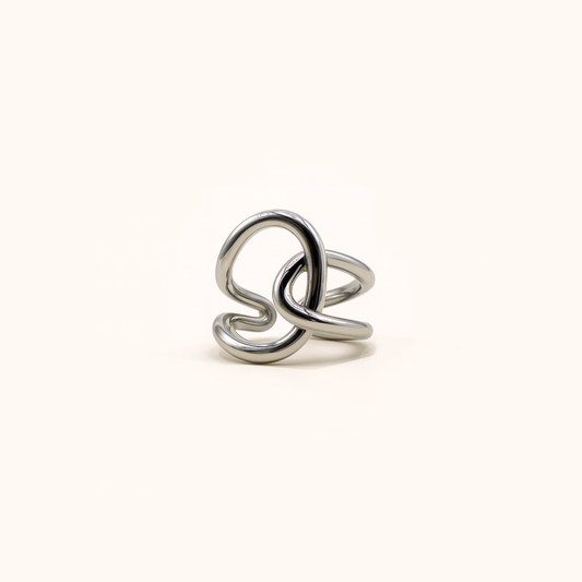 ROMALI Stainless Steel Abstract Knot Adjustable Ring