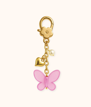 ROMALI Pink Butterfly Key & Bag Charm