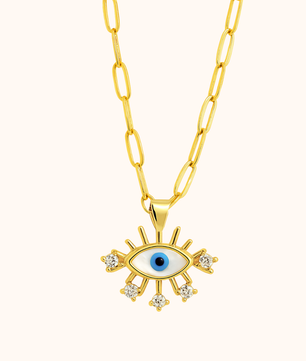 ROMALI 18K Gold-Plated Long Lash Eye Pendant Necklace