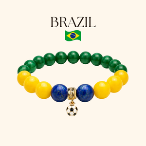 ROMALI Brazil Soccer World Cup Beaed Bracelet | Green Jade, Yellow Jade & Lapis Lazuli Unisex