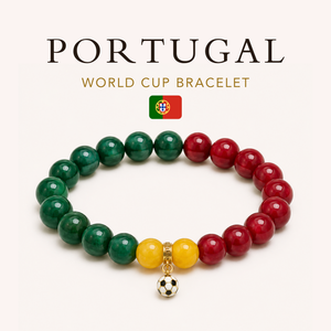 ROMALI Portugal Soccer Beaded Bracelet | Green Jade, Cherry Jade & Yellow Jade Unisex