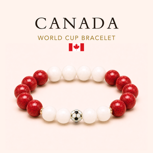 ROMALI Canada Soccer World Cup Bracelet | Cherry Jade & White Jade Unisex