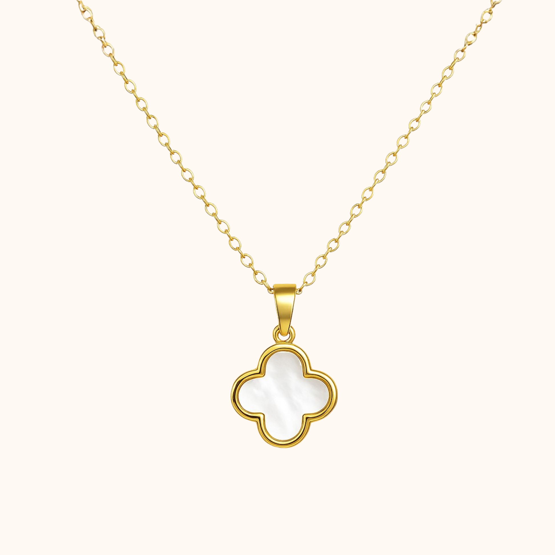ROMALI 18K Gold-Plated Shell Clover Pendant Necklace