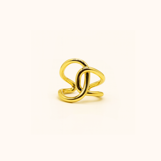 ROMALI 18K Gold-Plated Interlocking Knot Statement Ring