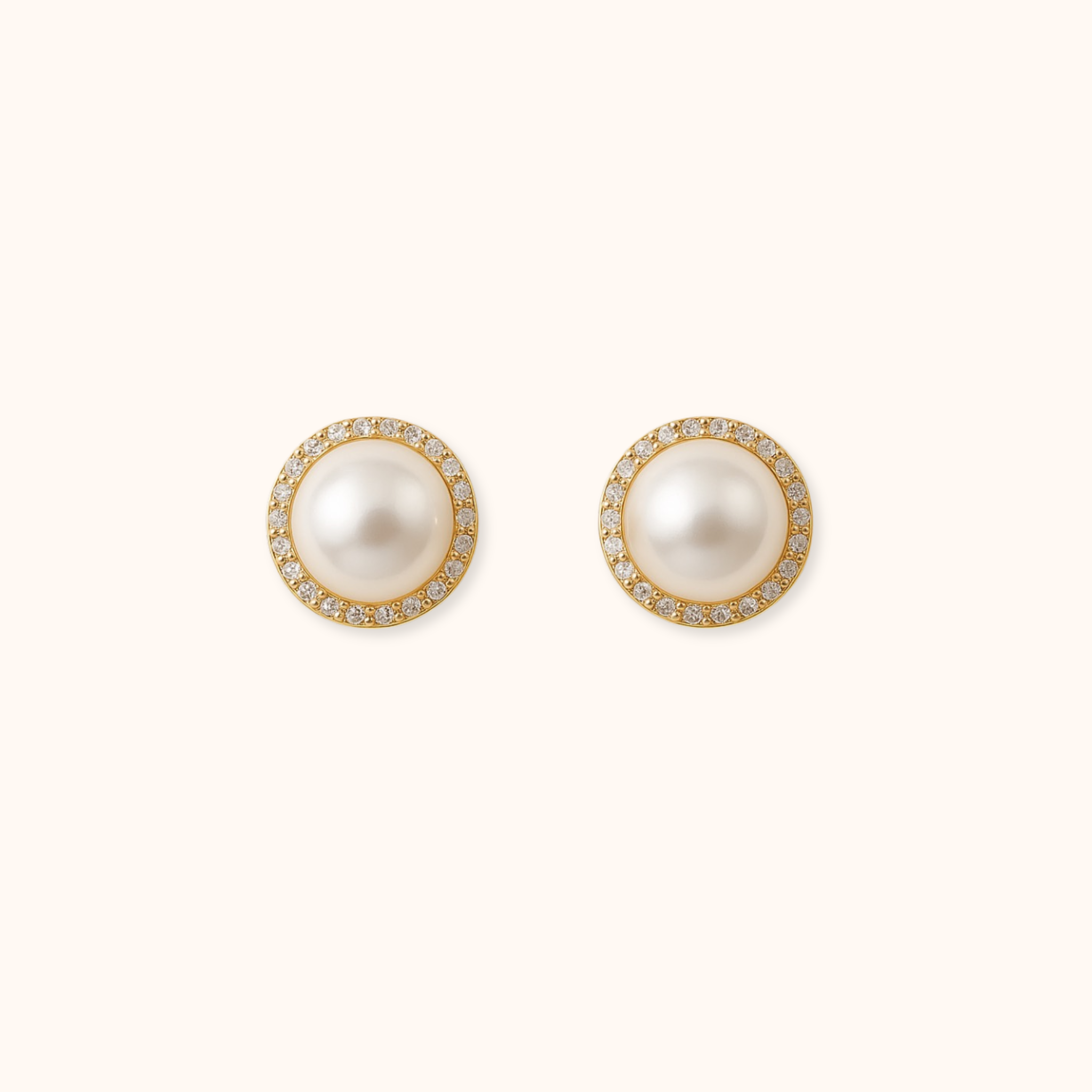 ROMALI 18K Gold-Plated Pearl Stud Earrings