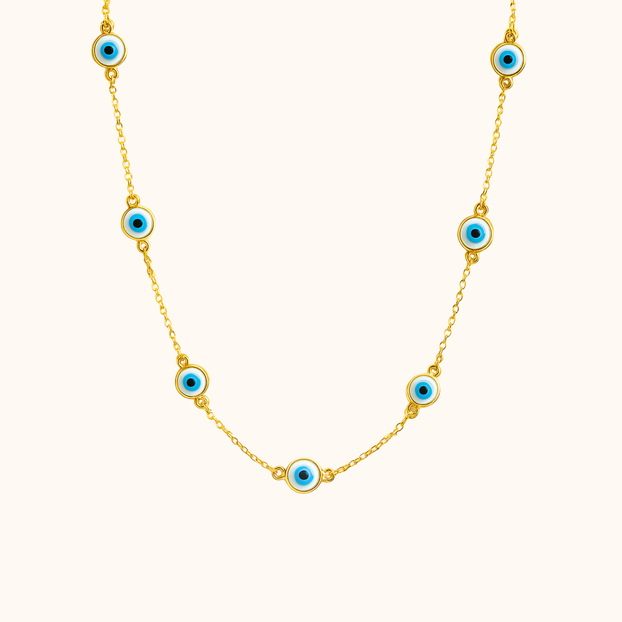 ROMALI 18K Gold-Plated Evil Eye Necklace – Handcrafted Protection