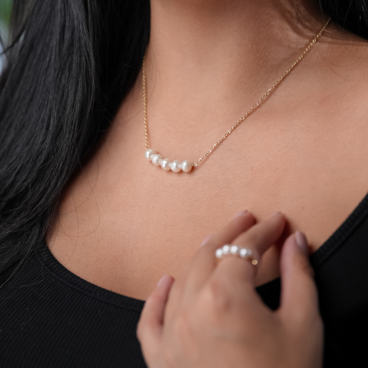 ROMALI 18K Gold-Plated Pearl Bar Necklace - ROMALI