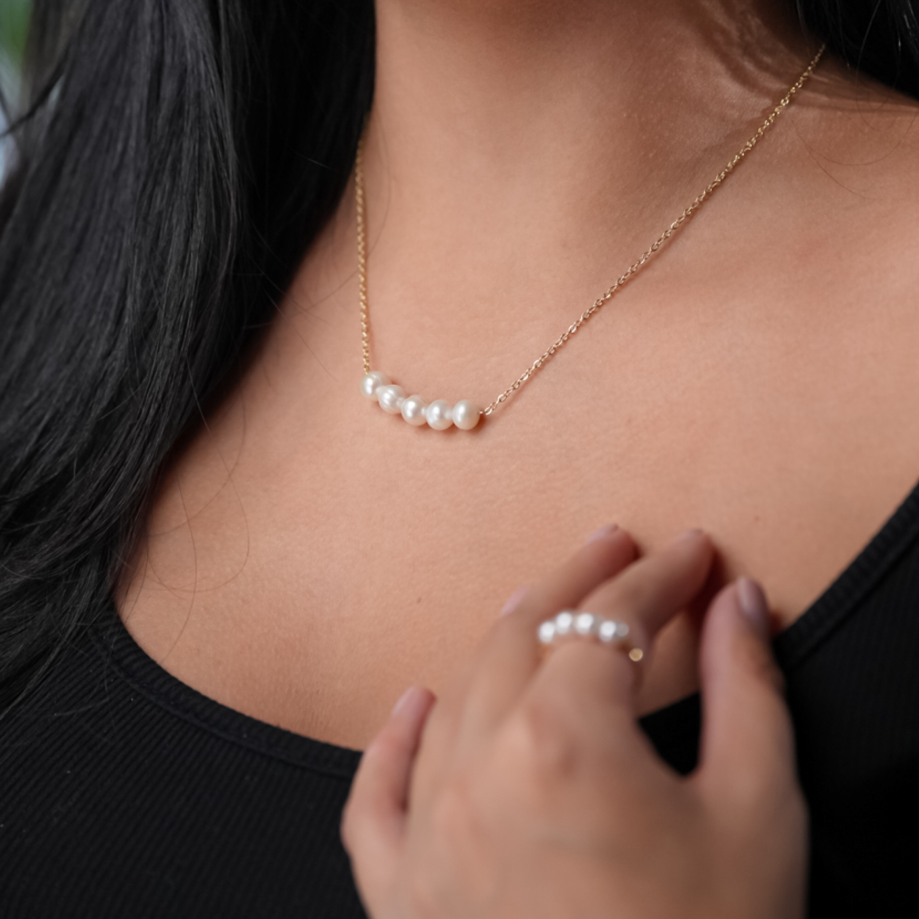 ROMALI 18K Gold-Plated Pearl Bar Necklace - ROMALI