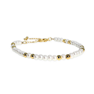 ROMALI 18K Gold-Plated Mini Pearl Gold Bead Bracelet - ROMALI