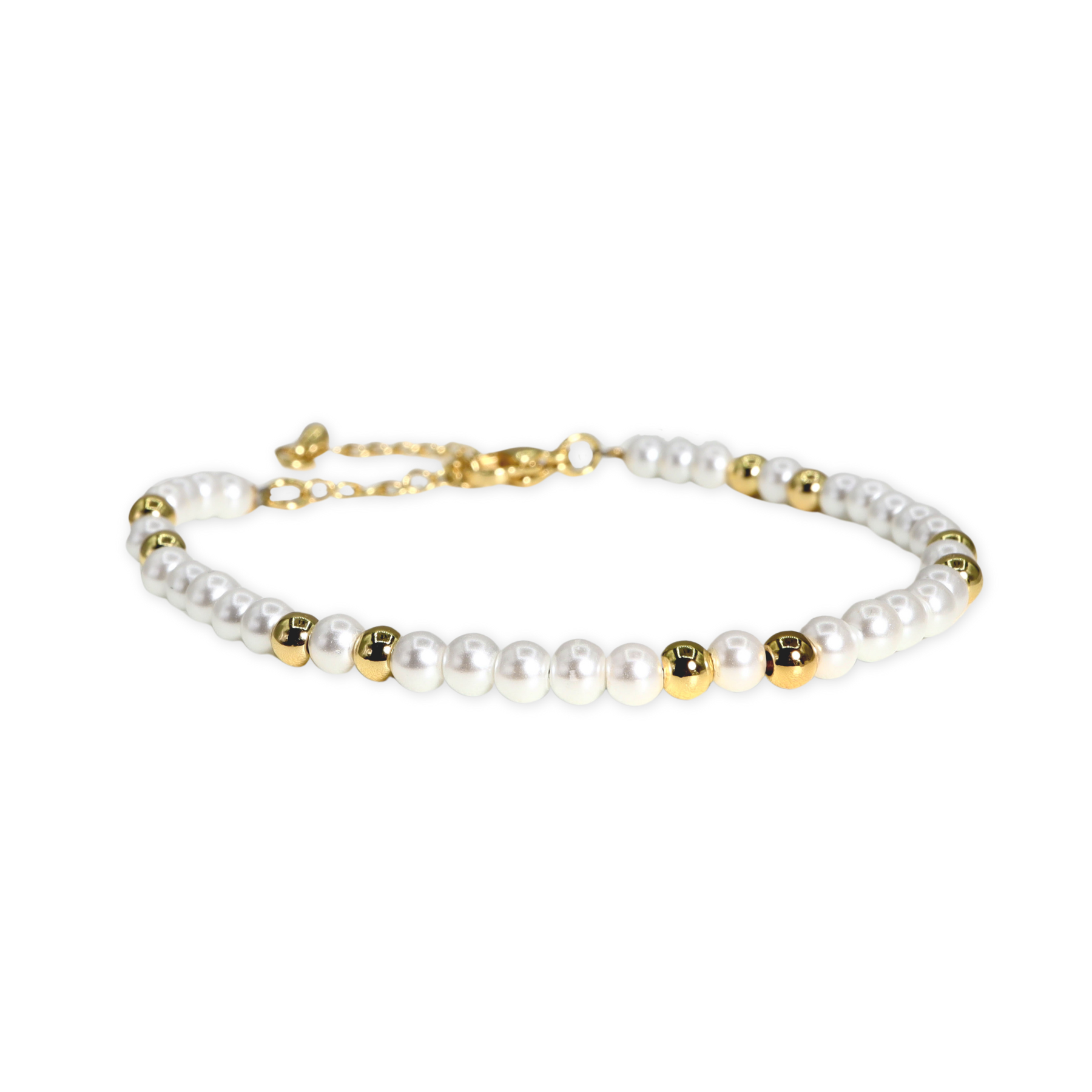 ROMALI 18K Gold-Plated Mini Pearl Gold Bead Bracelet - ROMALI