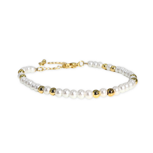 ROMALI 18K Gold-Plated Mini Pearl Gold Bead Bracelet - ROMALI